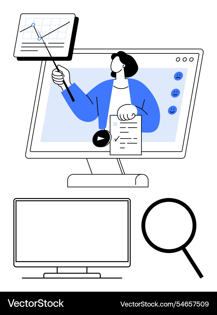 Online presentation with graph analysis and viewer Online presentation with graph analysis and viewer vector image