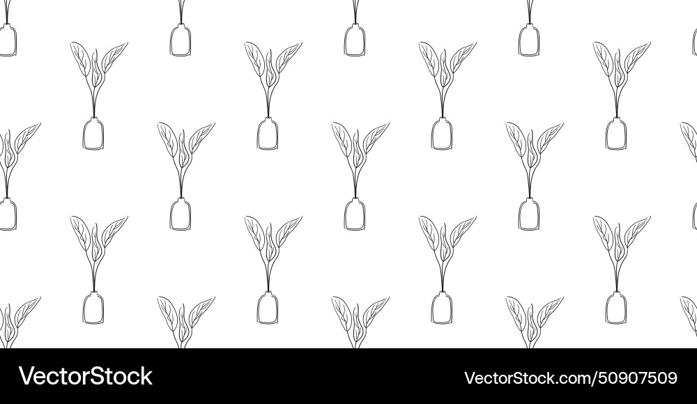 Seamless botanical pattern in outline style vector image