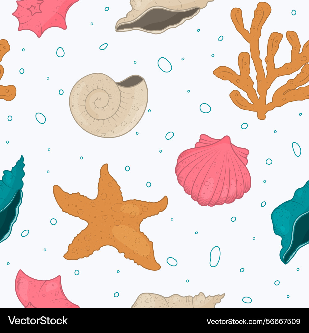 Seashell seamless pattern Vector Image