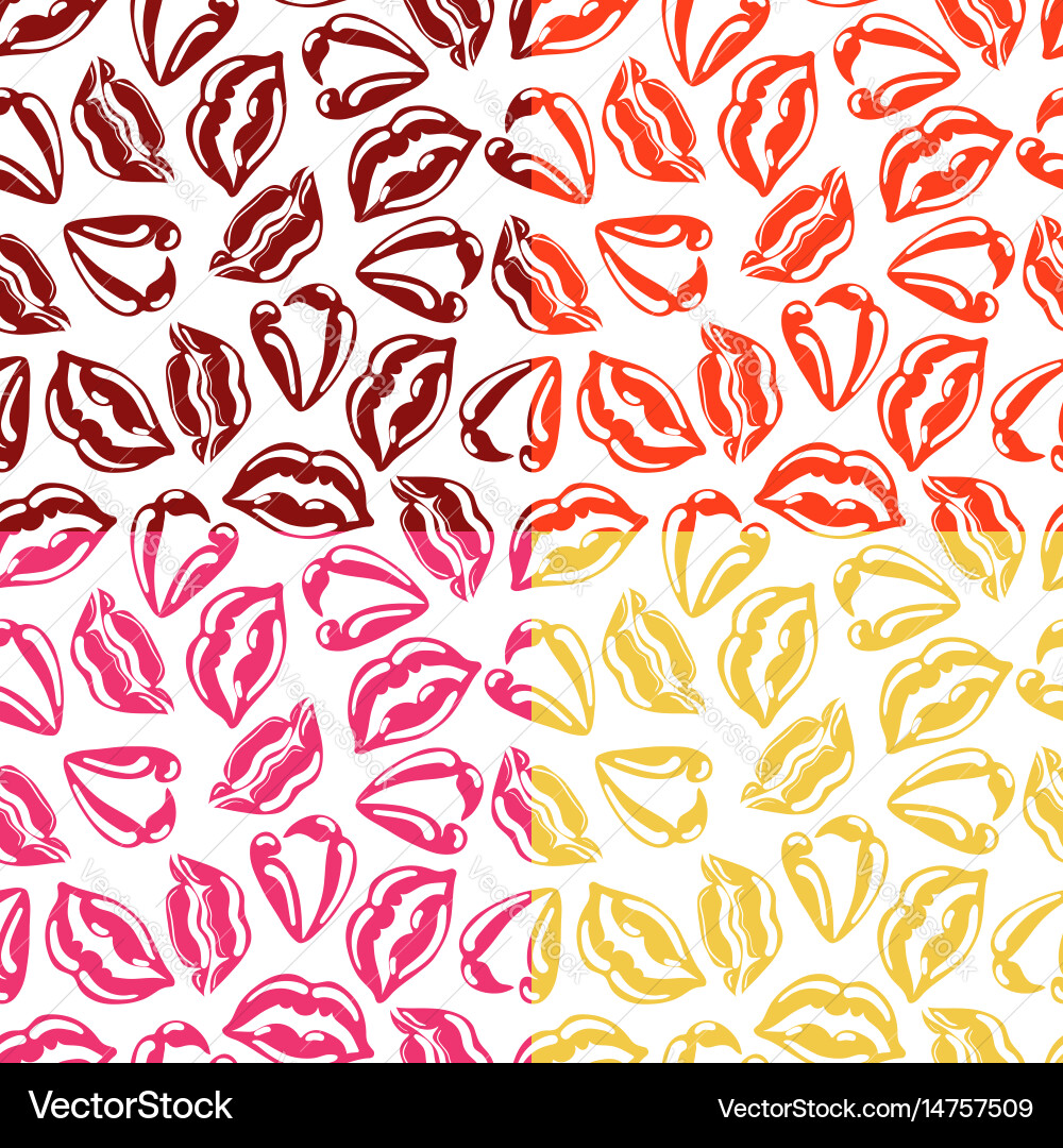 Set of seamless patterns with colorful lips vector image