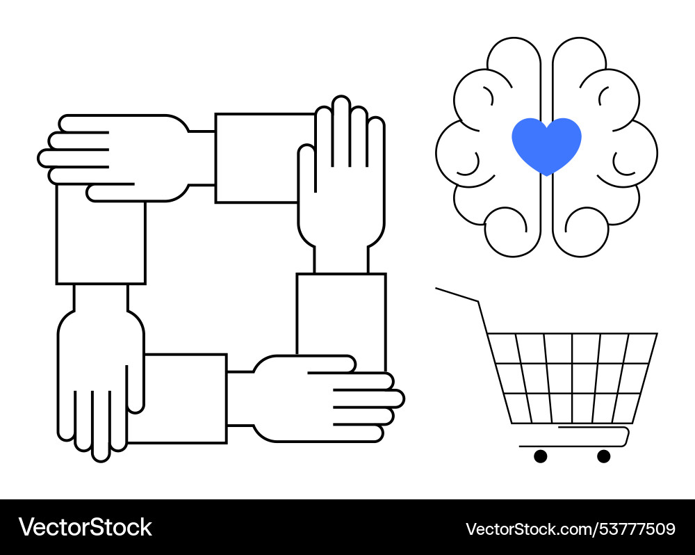 Teamwork unity connection empathy brain with heart Teamwork unity connection empathy brain with heart vector image