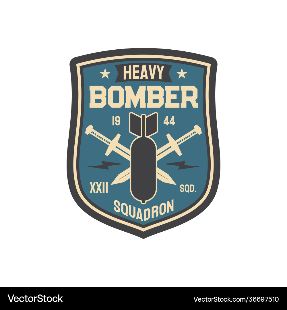 Bomber division patch on uniform with bombs sword Bomber division patch on uniform with bombs sword vector image
