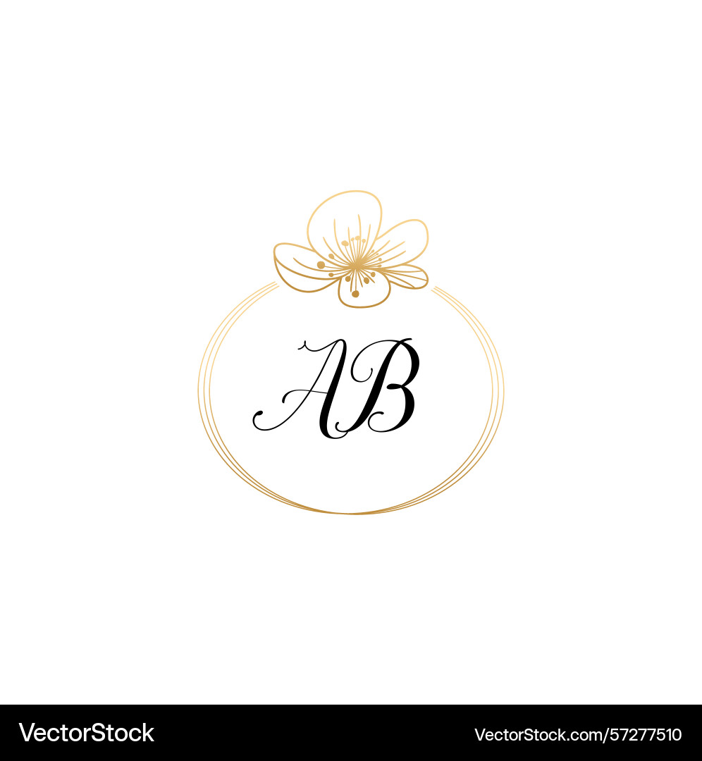 Botanical monogram logos with initial ab Botanical monogram logos with initial ab vector image