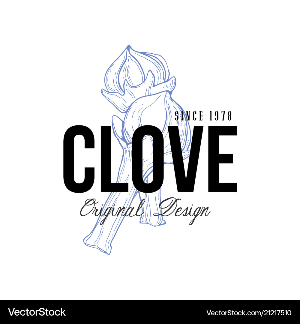 Clove logo original design since 1978 aromatic – Royalty-Free Vector |  VectorStock, image size:1000x1080