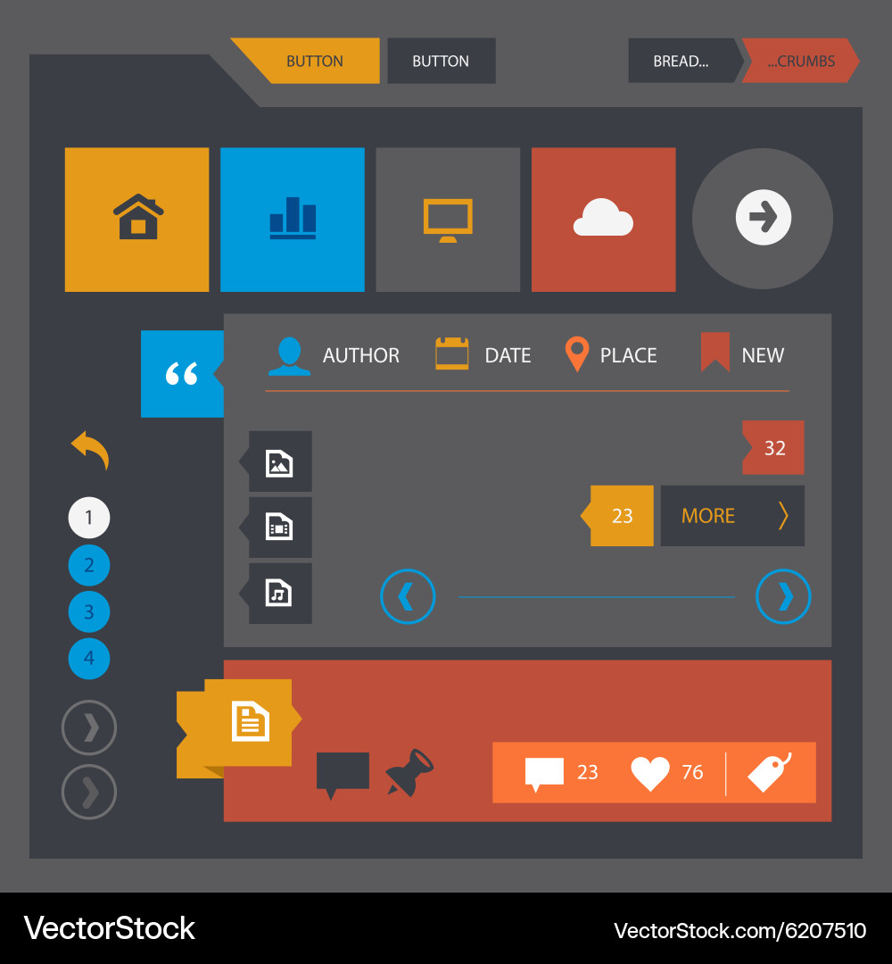 Flat design ui ux kit Vector Image