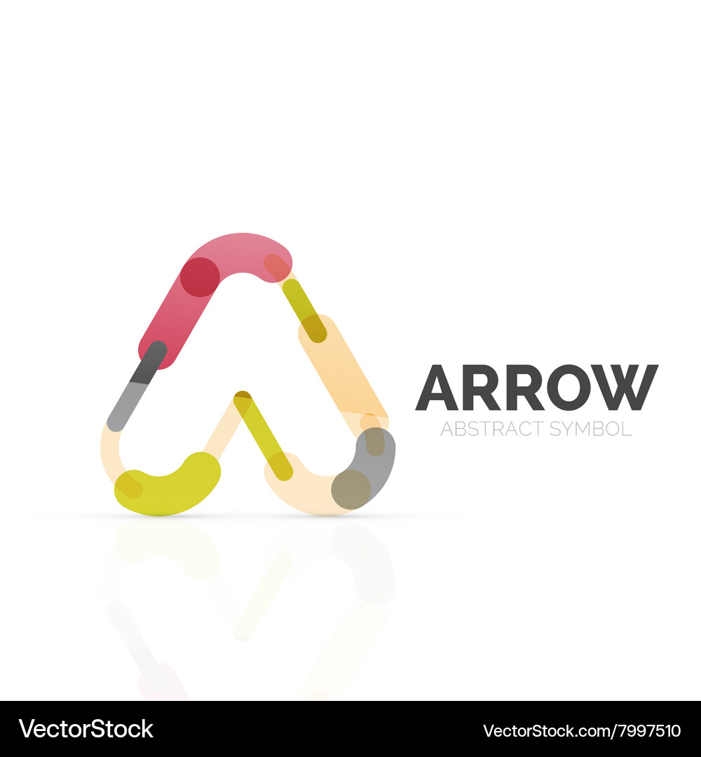 Linear arrow abstract logo connected multicolored Vector Image