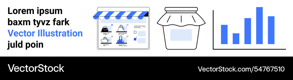 Online store display jar with label and bar chart Vector Image