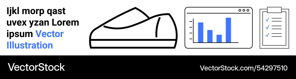 Sneaker graphic with data analysis and checklist Sneaker graphic with data analysis and checklist Vector Image