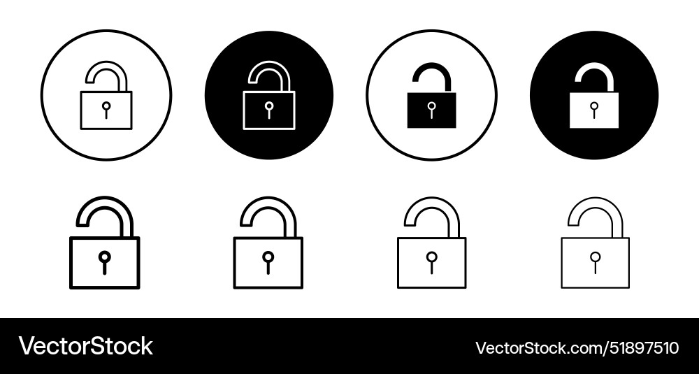 Unlock icon set collection for web Unlock icon set collection for web Vector Image