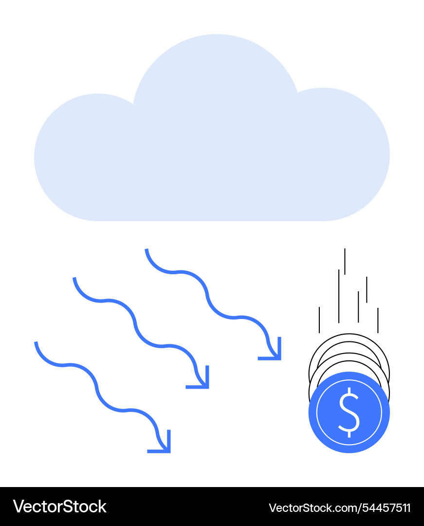 Cloud computing concept with data flow and coin Vector Image