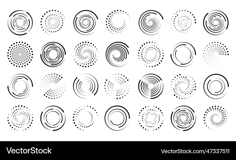 Dynamic Circle Halftone Lines Vector Image