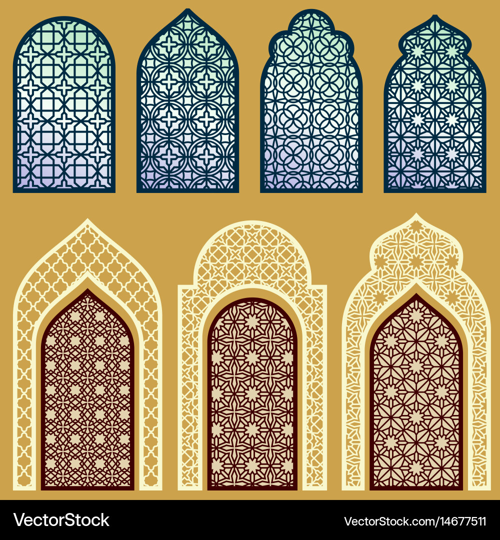 Islamic windows and doors with arabian art Vector Image
