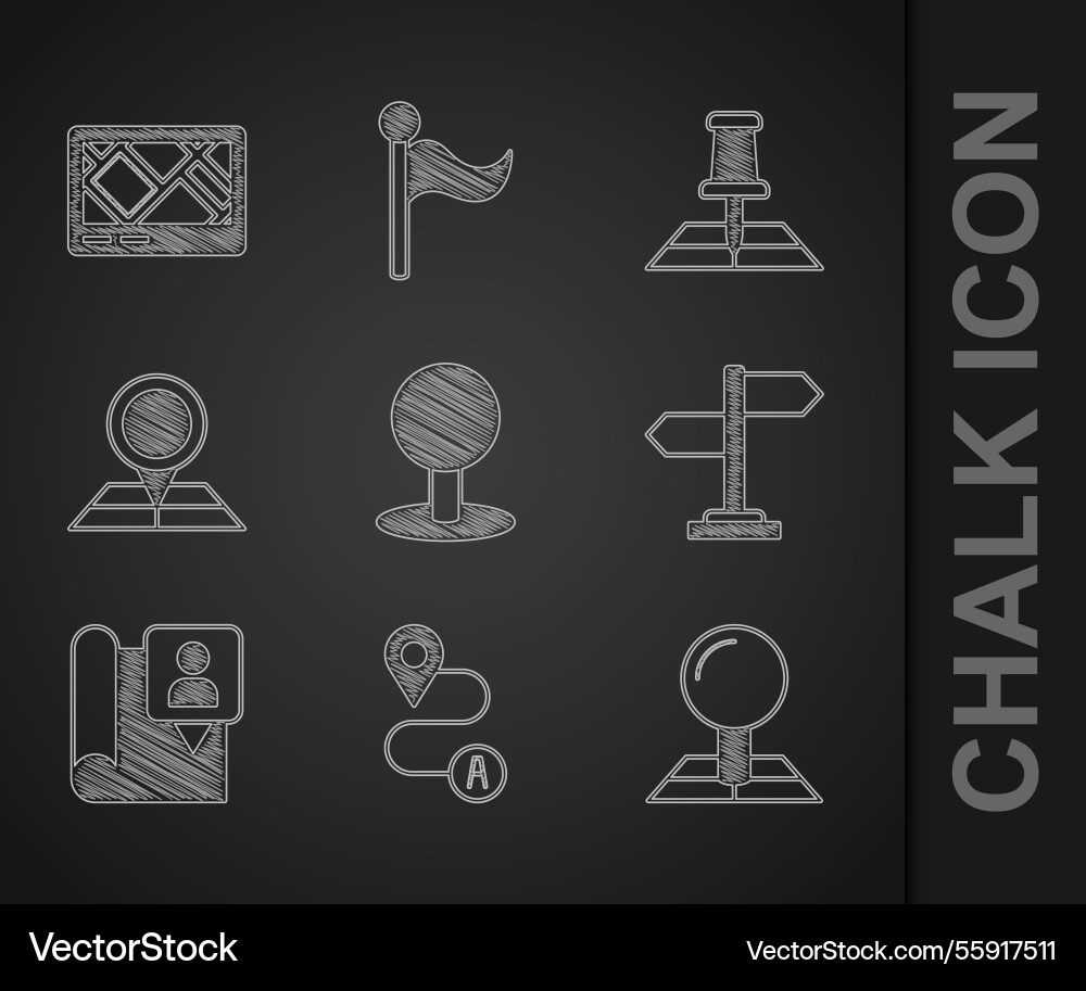 Set push pin route location folded map Set push pin route location folded map vector image