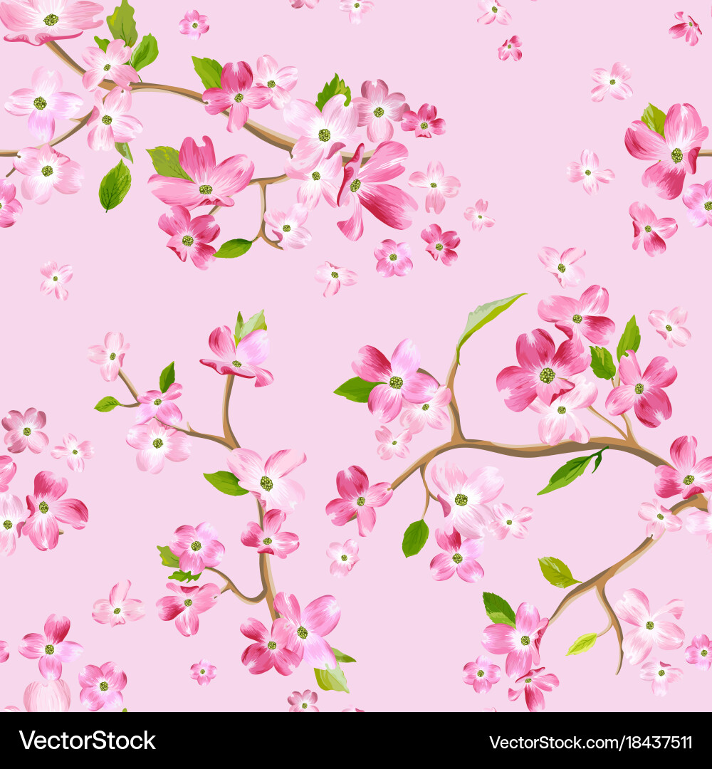 Spring flowers seamless pattern background vector image