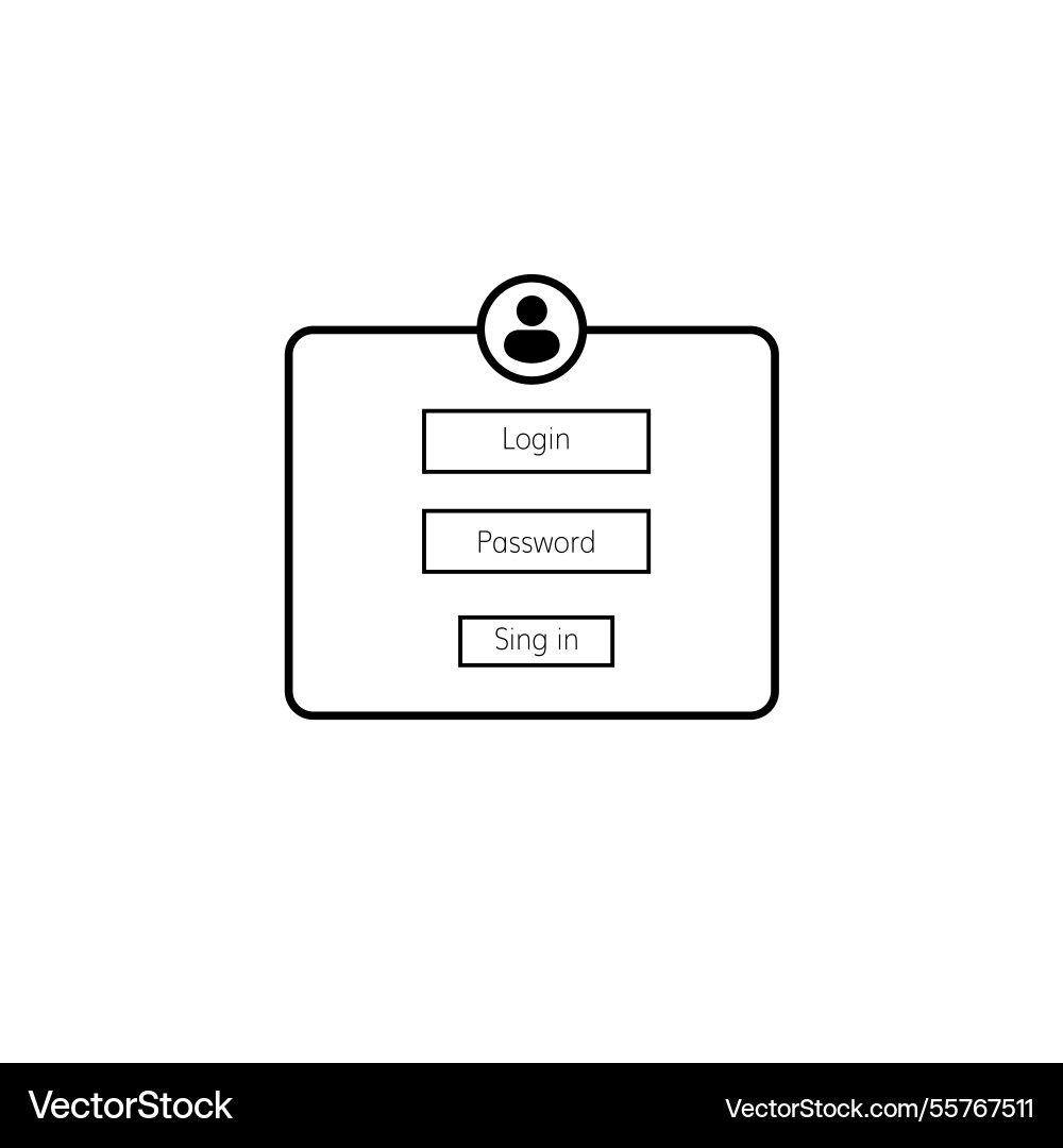 User login interface with password and sign Vector Image