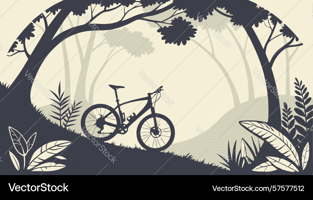 Bicycle on forest floor path design generative ai Vector Image