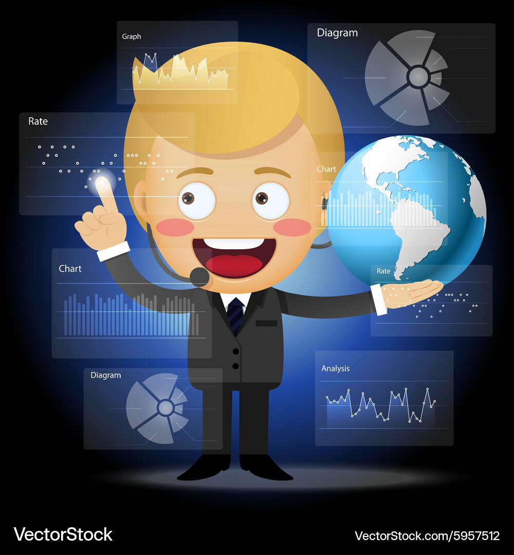 Businessman with globe working data process Vector Image