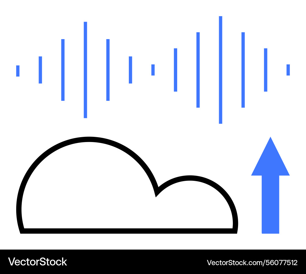 Cloud upload with soundwave visualizing digital Cloud upload with soundwave visualizing digital vector image