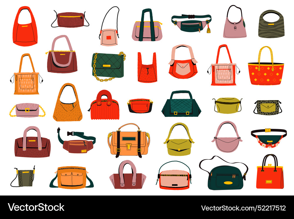 Damen Handtaschen modische Ledertasche isoliert Damen Handtaschen modische Ledertasche isoliert vektorbild
