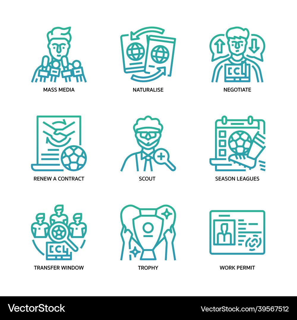Football transfers icons set Vector Image