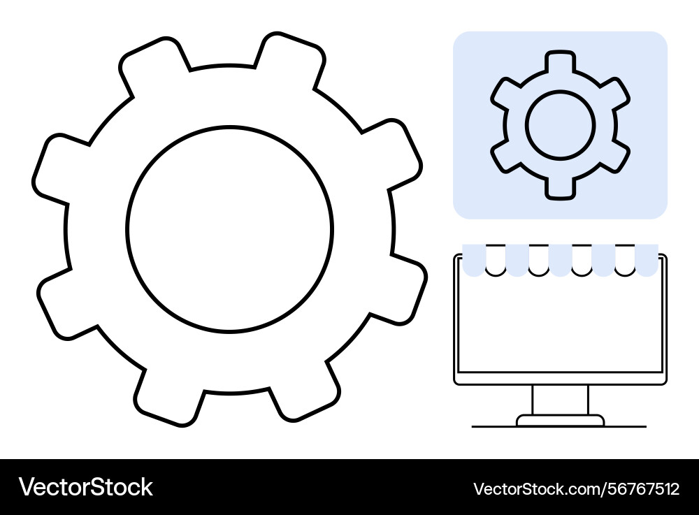 Gear and digital interface for workflow Gear and digital interface for workflow vector image
