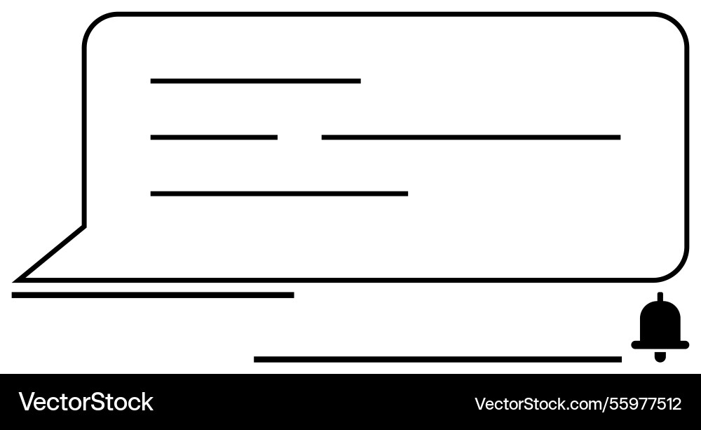 Notification bubble with message text and bell Notification bubble with message text and bell Vector Image