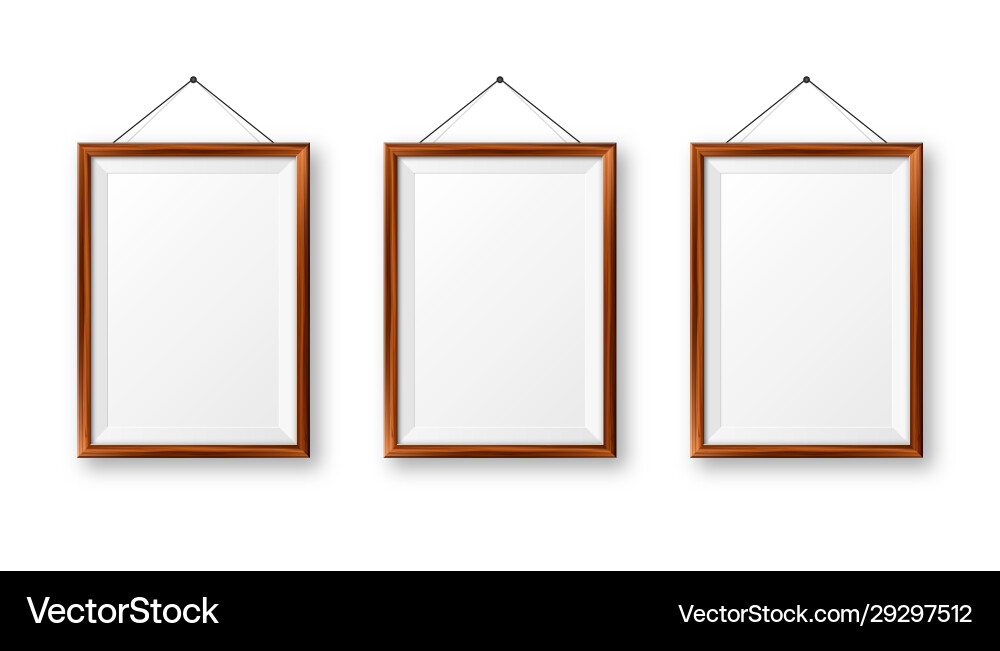 Realistisches Aufhängen auf einem Wand-Zuschnitt Holz Bild Realistisches Aufhängen auf einem Wand-Zuschnitt Holz Bild vektorbild