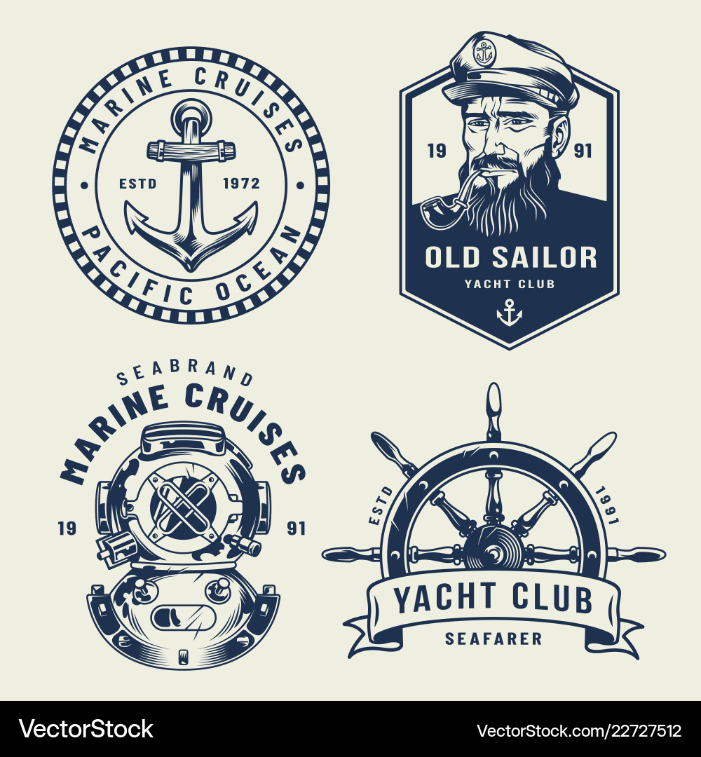 Vintage Nautical Labels Vector Image