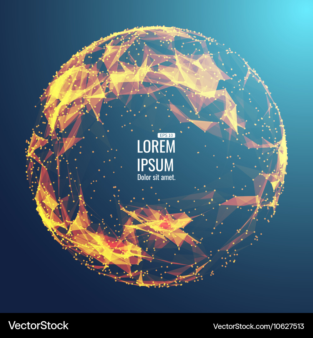 Abstract 3d illuminated distorted mesh sphere Vector Image