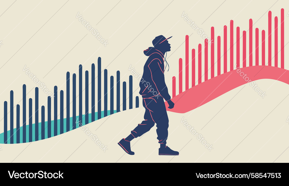 Man on Rising Graph - Progress & Data Vector Image