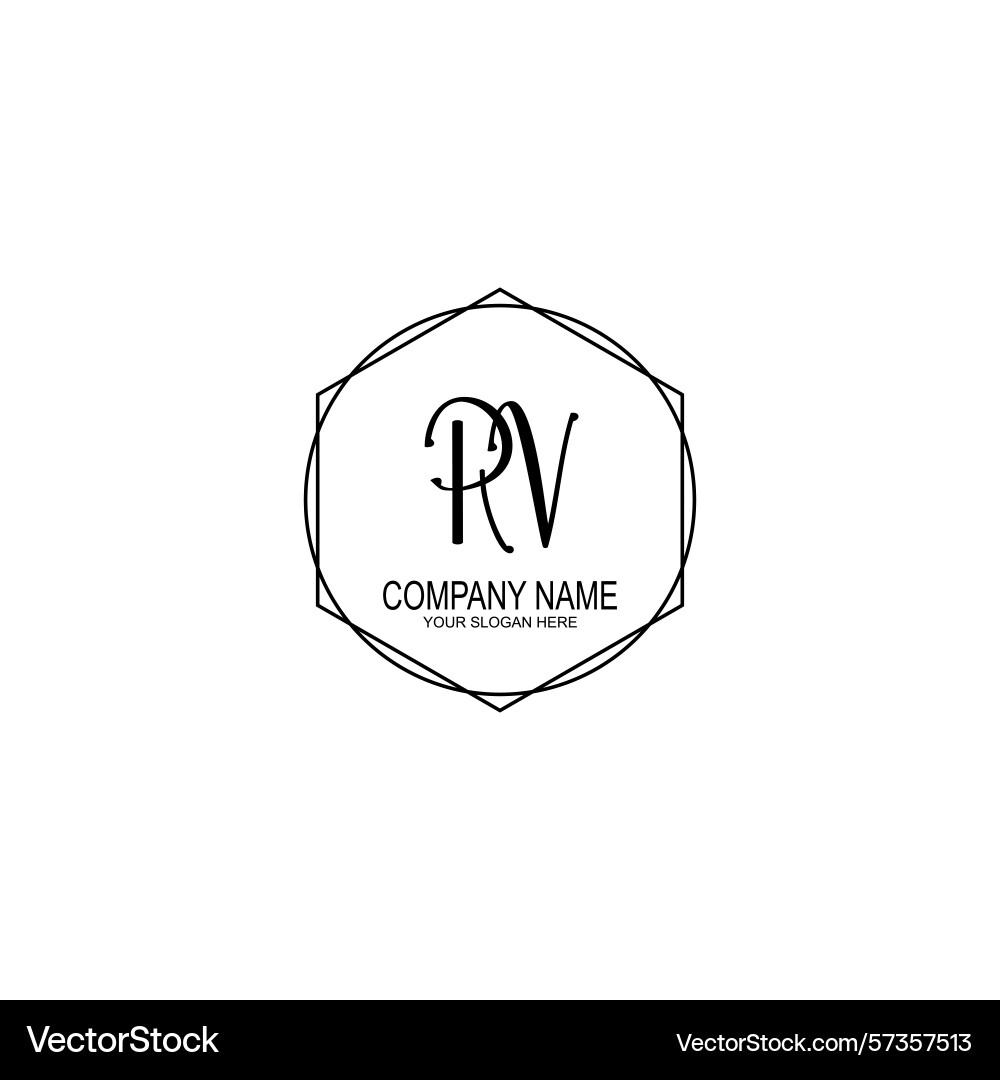 Minimalist handwritten rv initial logos with soft Vector Image