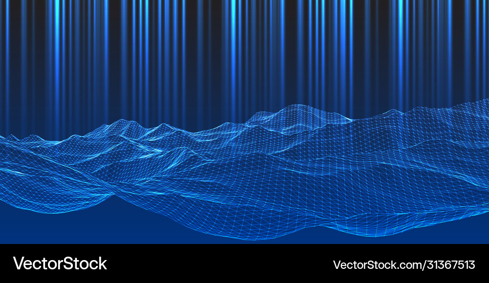 Modern techno background with wireframe landscape Vector Image