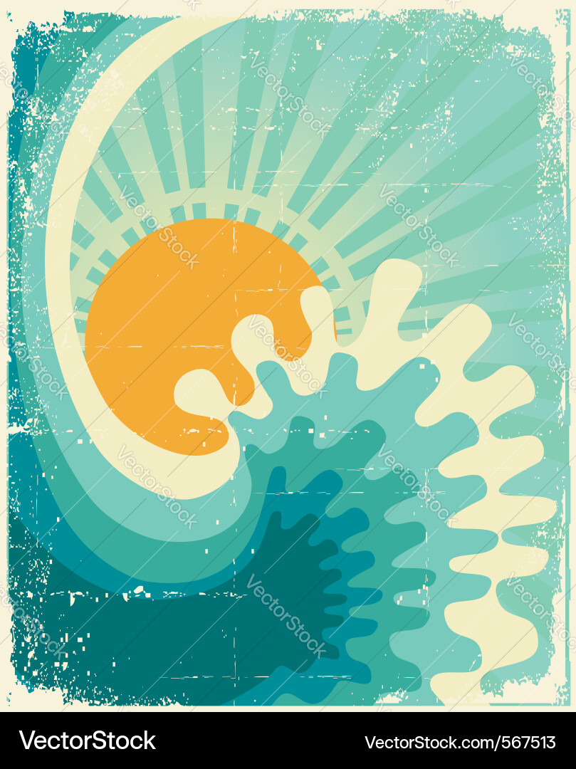 Vintage Ocean Wave Royalty Free Vector Image - VectorStock