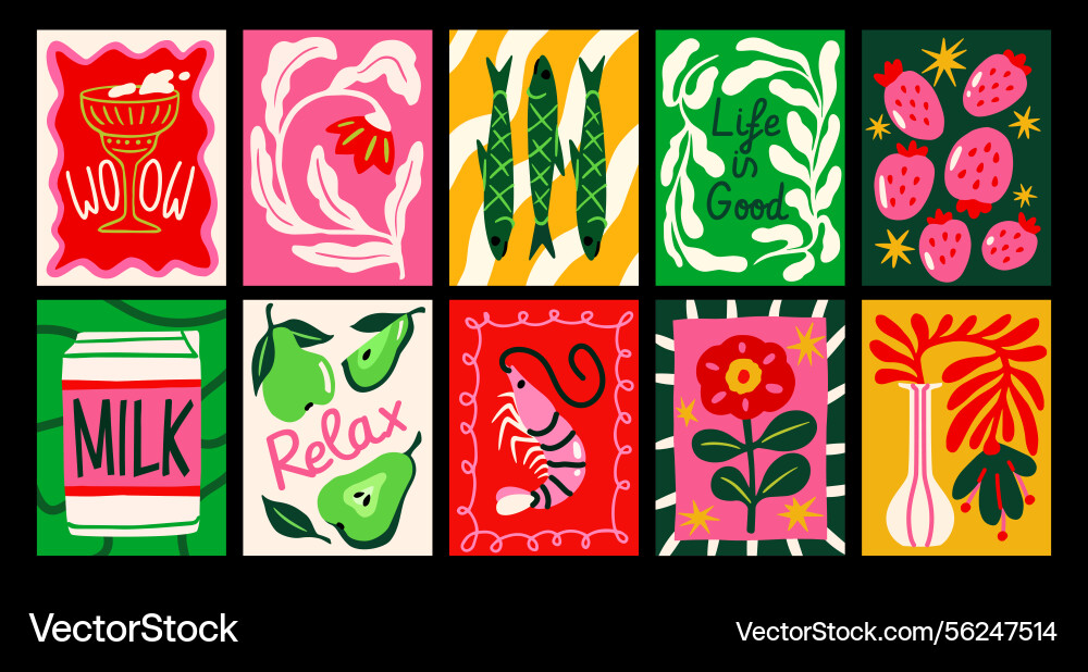 Abstract posters in matisse style bright covers Abstract posters in matisse style bright covers vector image