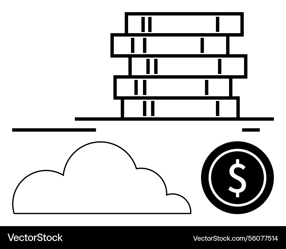 Cloud storage and monetization concept with server Cloud storage and monetization concept with server vector image