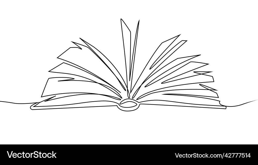 Continuous drawing line art of open book Vector Image