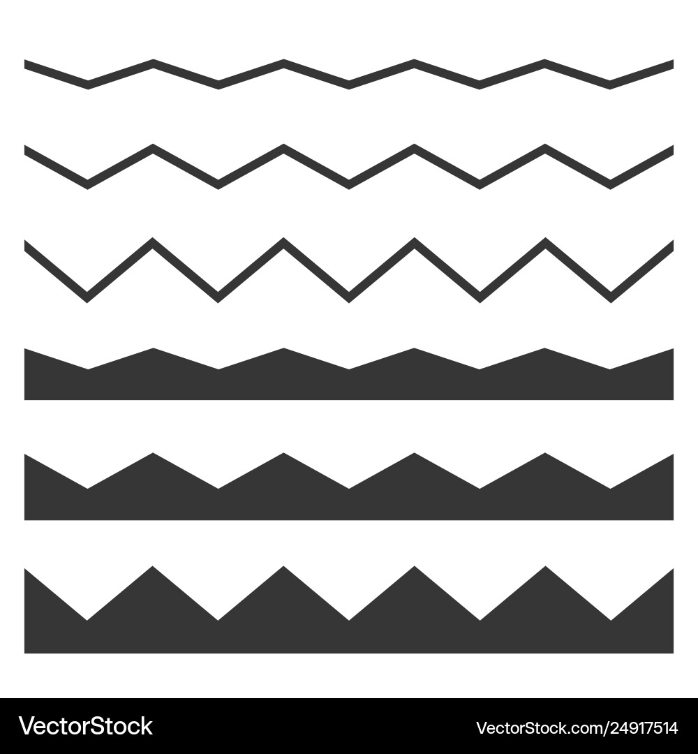 Seamless wave and zigzag pattern set on white vector image