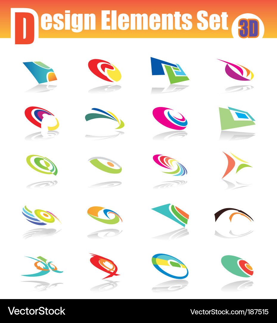 3d design elements set vector image