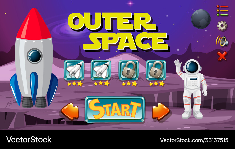 Astronaut in space game scene Astronaut in space game scene vector image