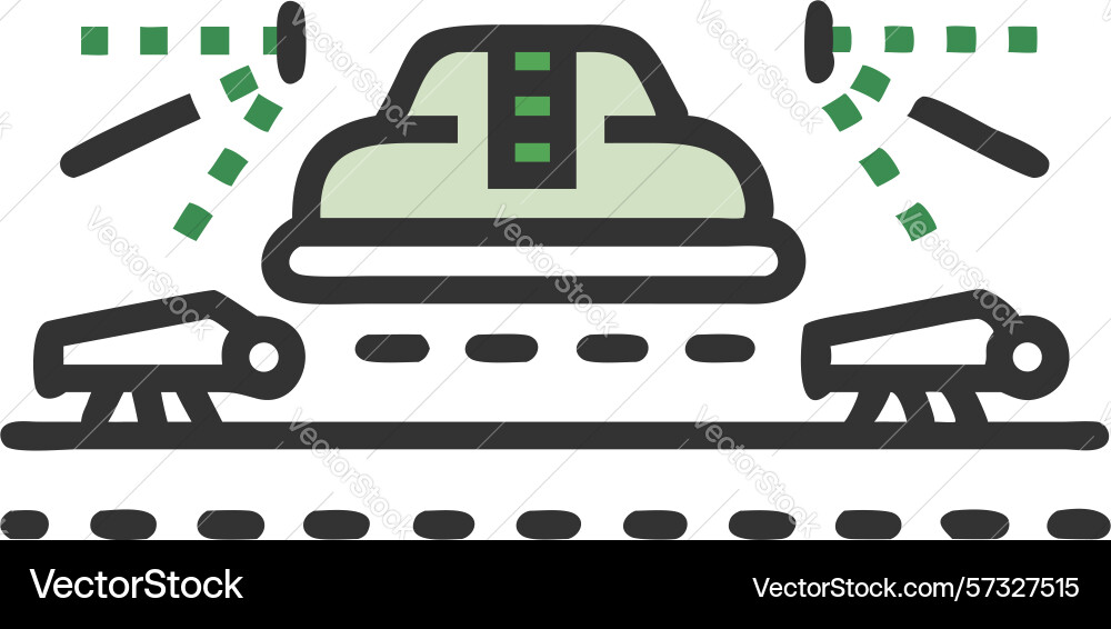 Autonomous vehicle detection system on road icon vector image