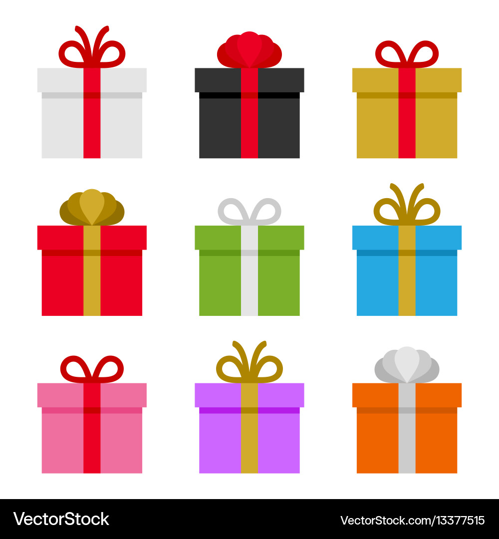 Colorful gift boxes set Colorful gift boxes set Vector Image
