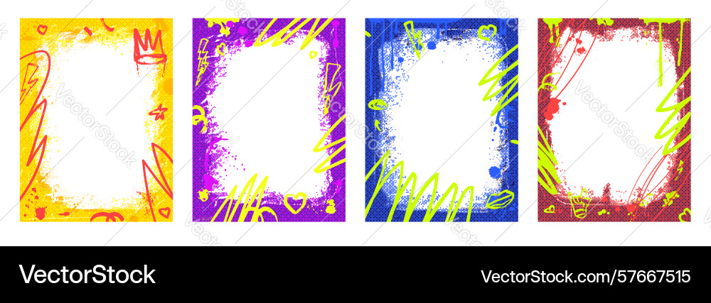 Grunge colorful frames template with scribbles vector image