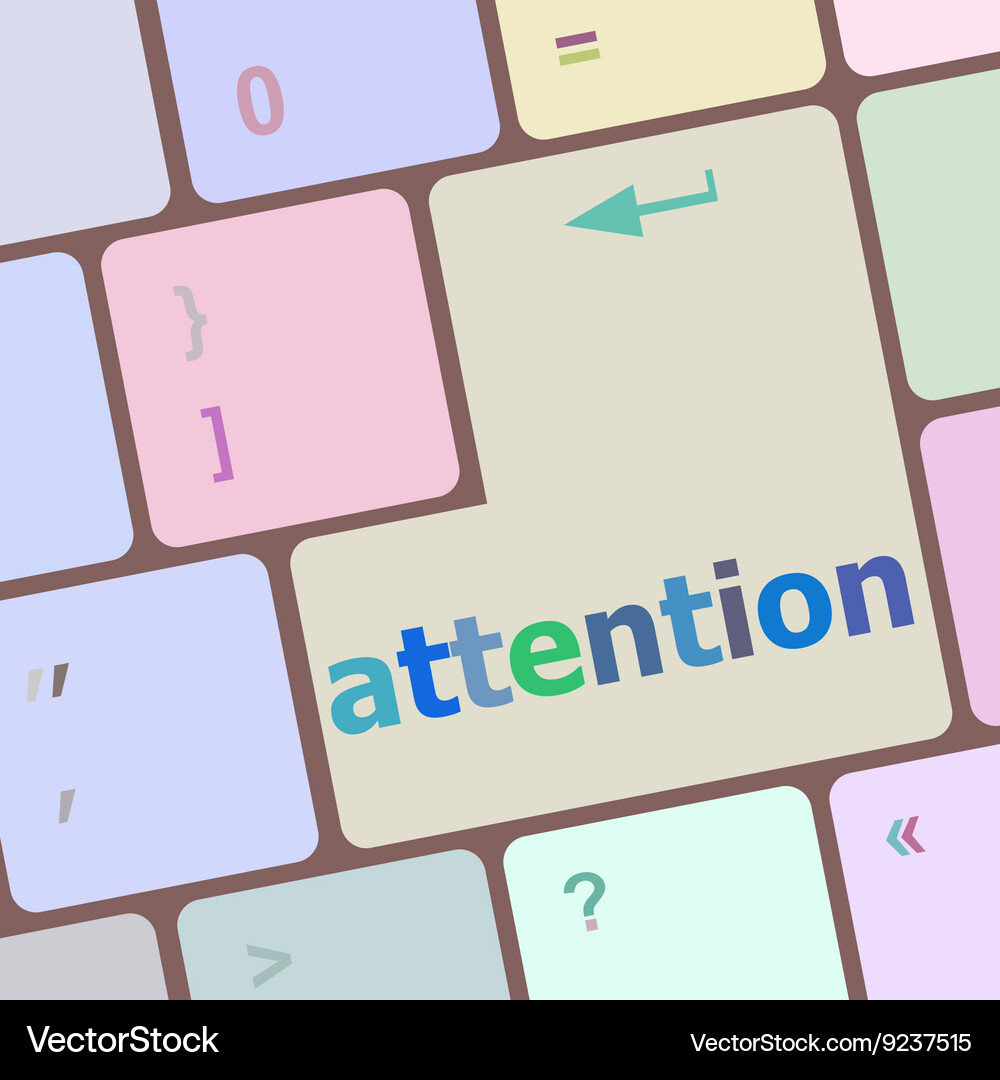 Keyboard with enter button attention word Vector Image