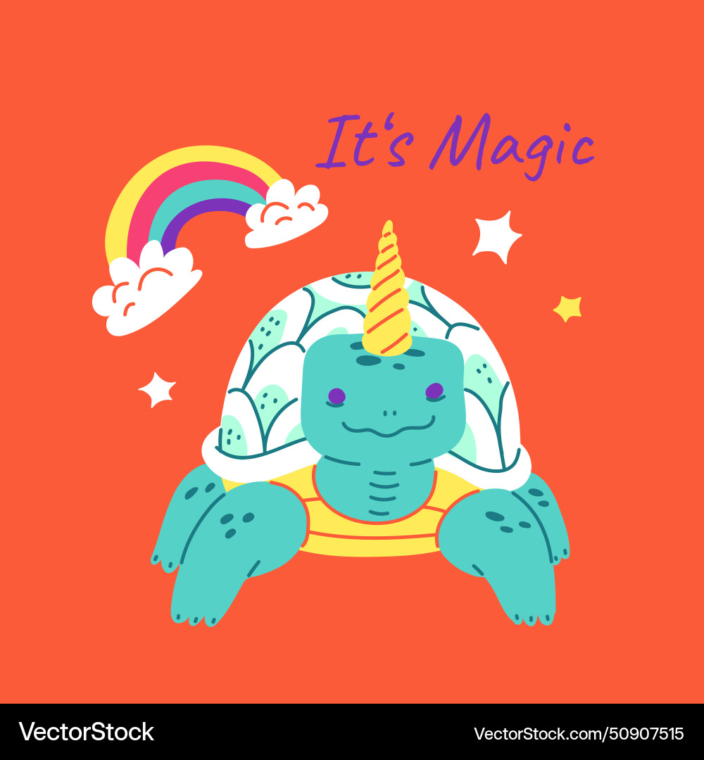 Magical unicorn turtle with rainbow Vector Image