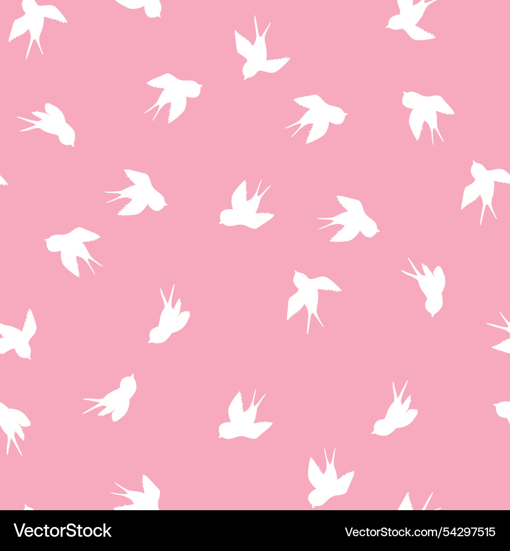 Seamless pattern with swallow silhouette on color Seamless pattern with swallow silhouette on color Vector Image