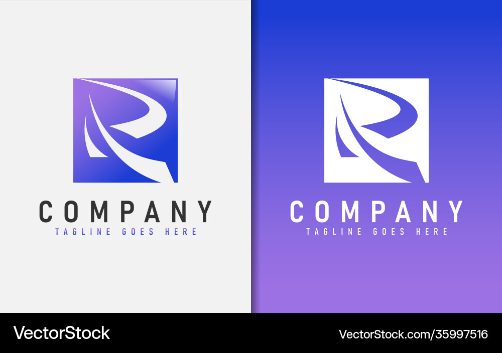 Abstract initial letter r with modern sharp shape vector image