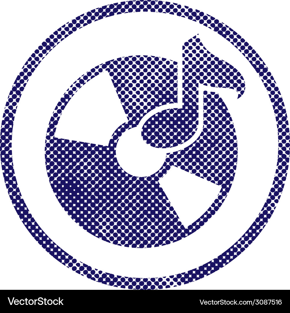Audio cd icon with halftone dots print texture Vector Image