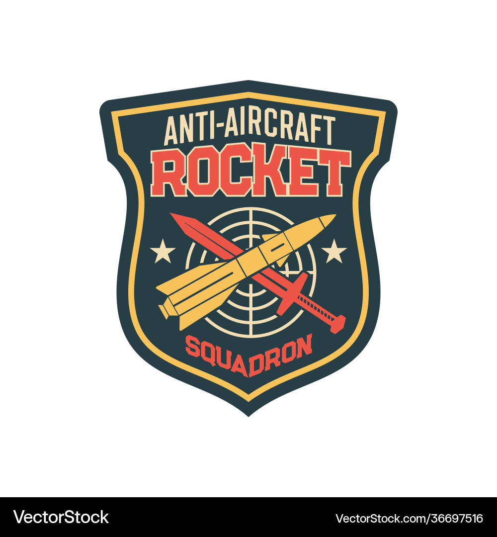 Aufnäher auf Uniform mit Raketenquad Zielschwert Aufnäher auf Uniform mit Raketenquad Zielschwert vektorbild