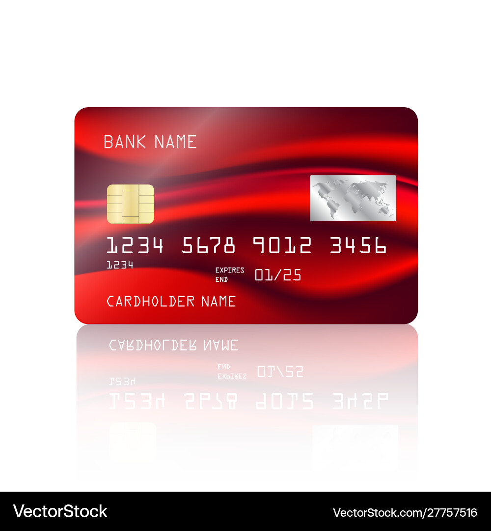Credit card with abstract colorful red mesh Credit card with abstract colorful red mesh vector image