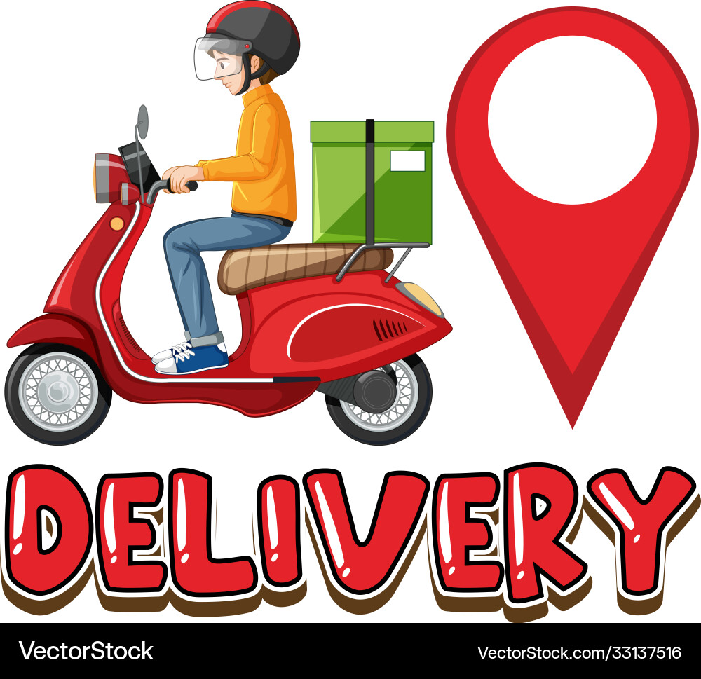 Delivery logo with bike man or courier vector image